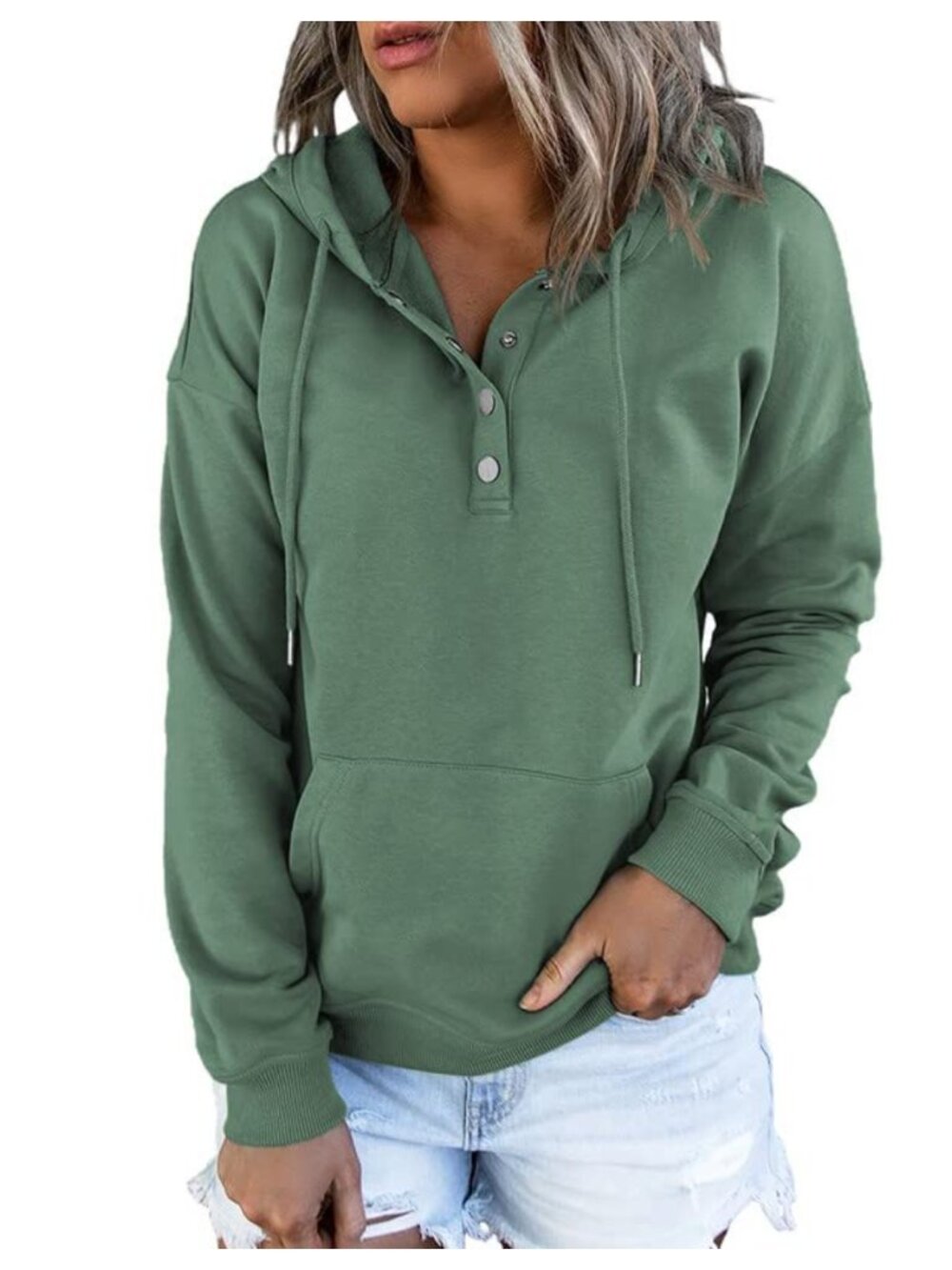 Dokotoo Women's Oversized Hoodie Button Collar Drawstring Sweatshirt